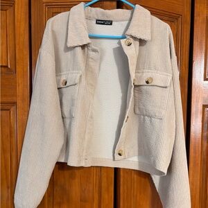 SHEIN Light Beige Corduroy Utility Jacket